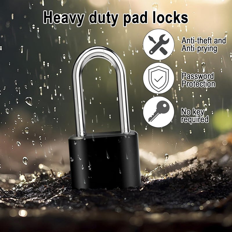 Faburo 1pcs Combination Lock, 4-Digit Heavy Duty Combo Lock, Combination Padlock Outdoor Waterproof Gate Locks for Outdoor Fence, Locker, Sheds, Gym, Gate Hasps (1pcs, Long Shackle) - Image 5